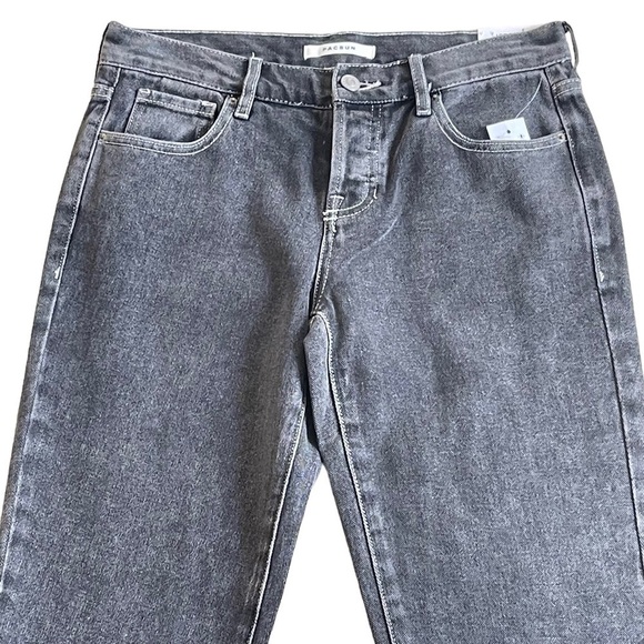 PacSun Women’s Black Low Rise Straight Leg Jeans Size 26 Cotton Slit Hem Retro - Picture 6 of 12